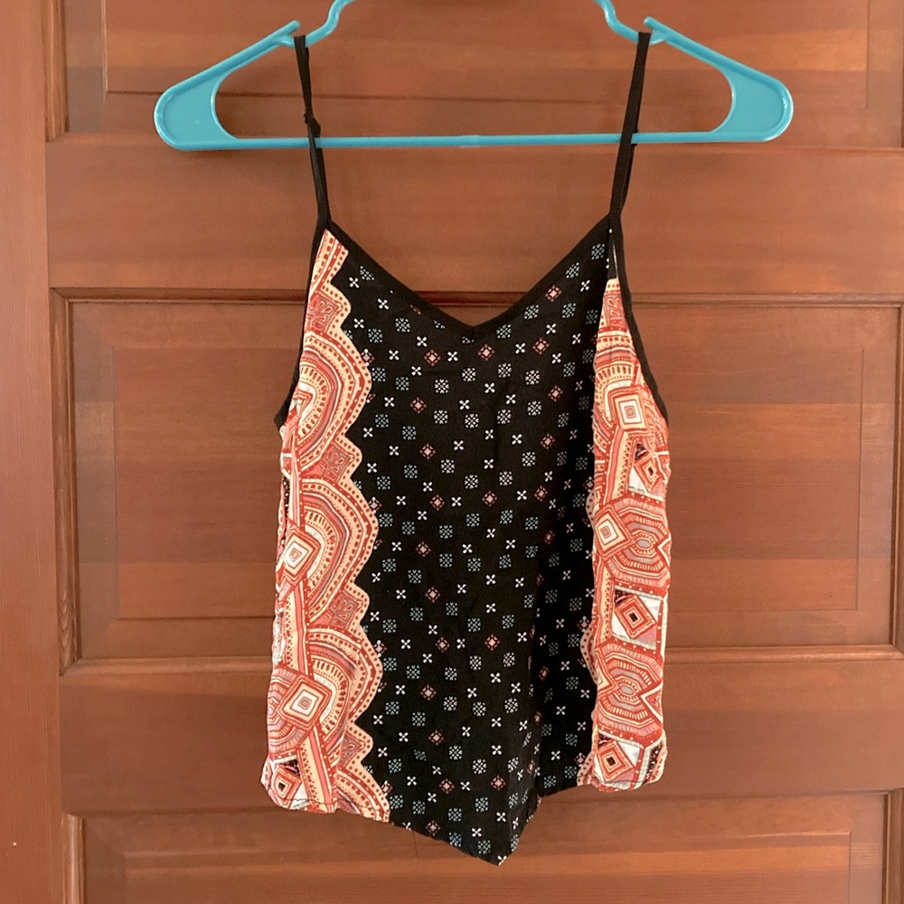 Cute Patterned Black Tank Top Size Small
